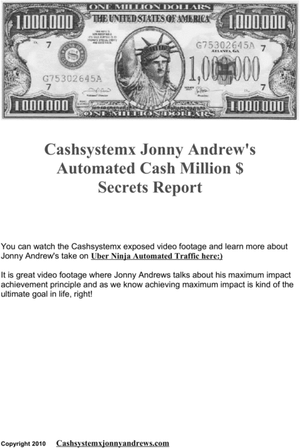 Product picture Cashsystemx Jonny Andrews Automated Cash Secrets Report